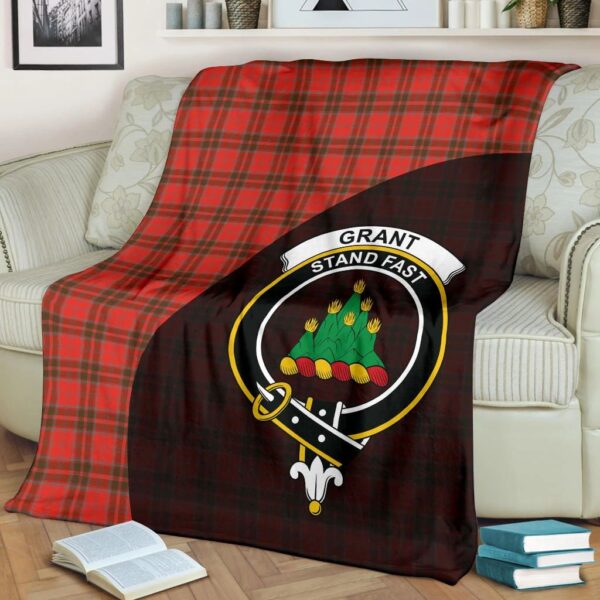 Grant Weathered Clan Blanket, Scottish Tartan Grant Weathered Clans Blanket Wave Style - Image 2