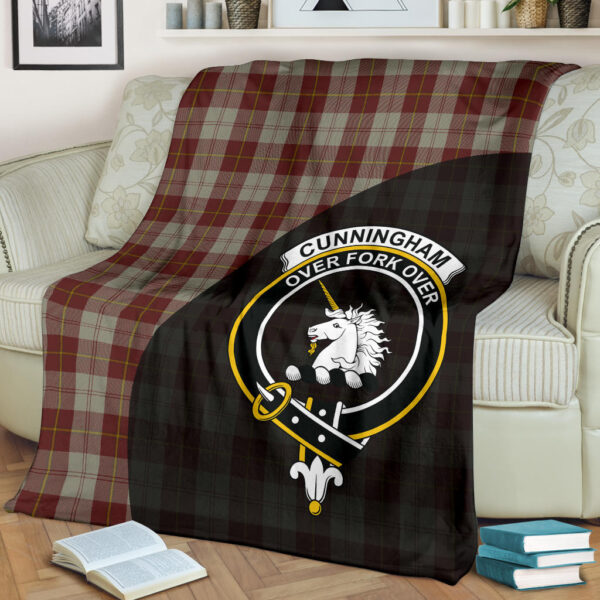 Cunningham Burgundy Dancers Clan Blanket, Scottish Tartan Cunningham Burgundy Dancers Clans Blanket Wave Style - Image 2