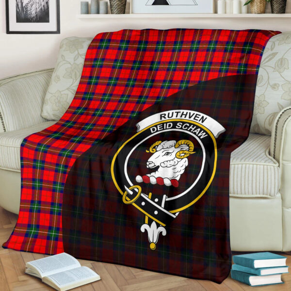 Ruthven Modern Clan Blanket, Scottish Tartan Ruthven Modern Clans Blanket Wave Style - Image 2