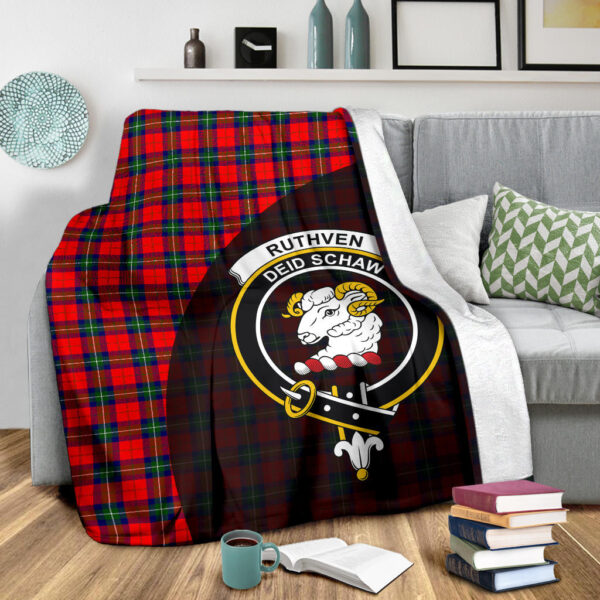 Ruthven Modern Clan Blanket, Scottish Tartan Ruthven Modern Clans Blanket Wave Style - Image 3