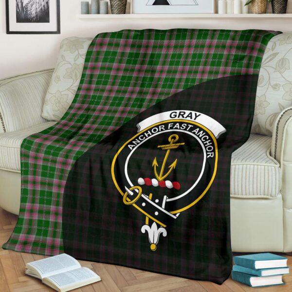 Gray Hunting Clan Blanket, Scottish Tartan Gray Hunting Clans Blanket Wave Style - Image 2