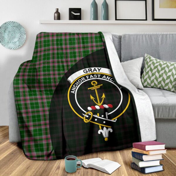 Gray Hunting Clan Blanket, Scottish Tartan Gray Hunting Clans Blanket Wave Style - Image 3