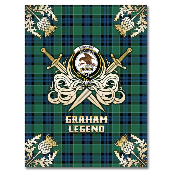 Graham of Menteith Ancient Clan Blanket, Scottish Tartan Graham of Menteith Ancient Clans Premium Blanket Gold Crest Style - Image 4