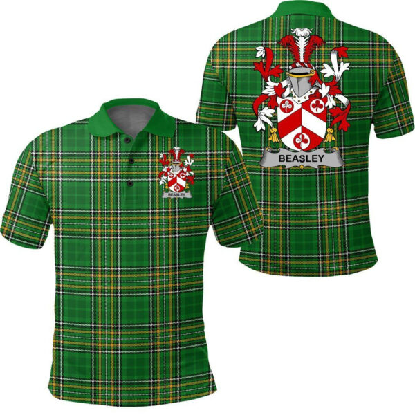 Beasley Family Crest Ireland Polo Shirt - Irish National Tartan