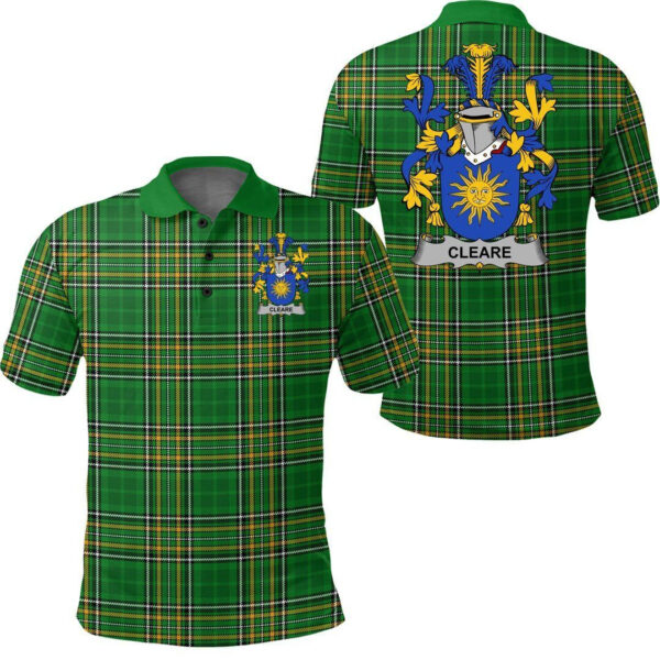 Cleare Family Crest Ireland Polo Shirt - Irish National Tartan