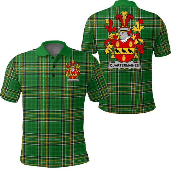 Quartermaines Family Crest Ireland Polo Shirt - Irish National Tartan