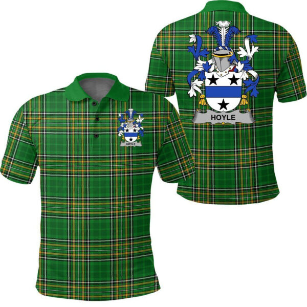 Hoyle or McIlhoyle Family Crest Ireland Polo Shirt - Irish National Tartan