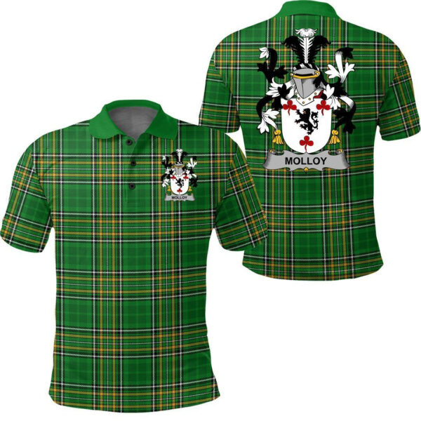 Molloy or O'Mulloy Family Crest Ireland Polo Shirt - Irish National Tartan