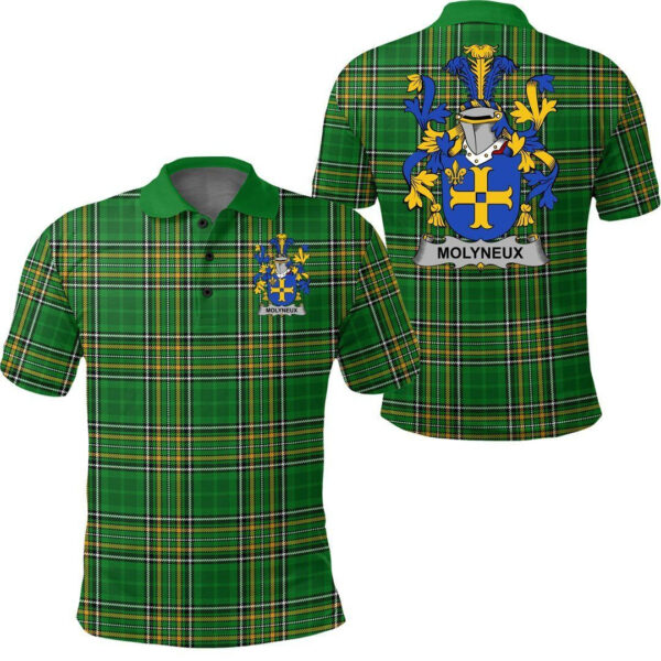 Molyneux Family Crest Ireland Polo Shirt - Irish National Tartan