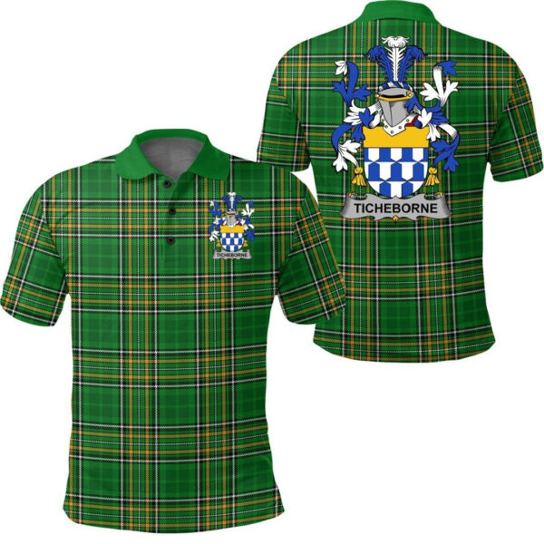 Ticheborne Family Crest Ireland Polo Shirt - Irish National Tartan