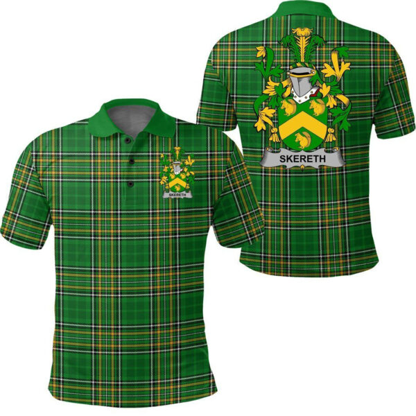 Skereth or Skerret Family Crest Ireland Polo Shirt - Irish National Tartan