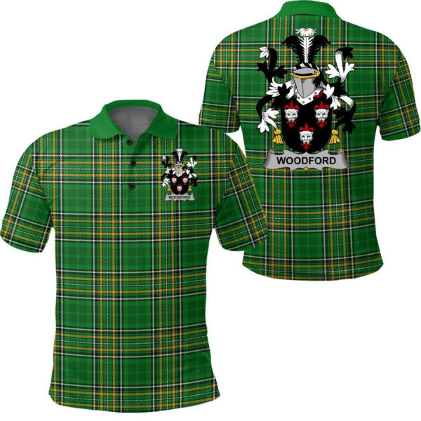 Woodford Family Crest Ireland Polo Shirt - Irish National Tartan