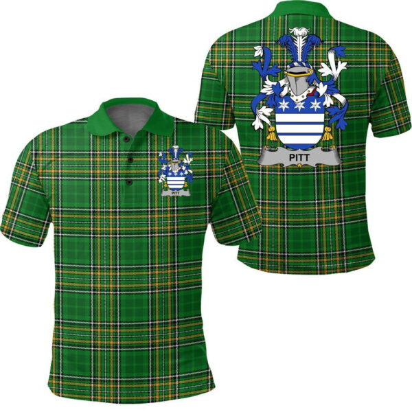 Pitt Family Crest Ireland Polo Shirt - Irish National Tartan