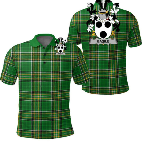 Basile Family Crest Ireland Polo Shirt - Irish National Tartan