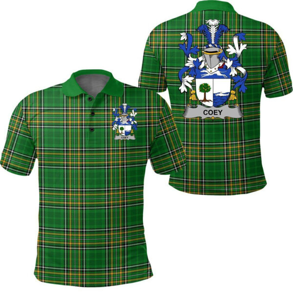 Coey or McCoey Family Crest Ireland Polo Shirt - Irish National Tartan