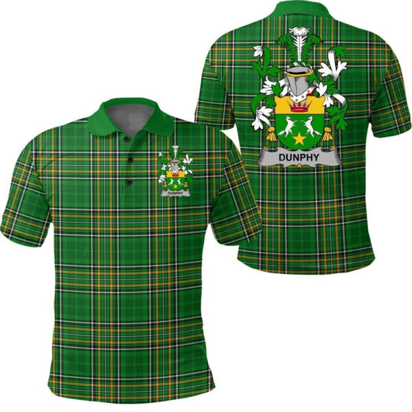 Dunphy (Middle Temple - Burke's) Family Crest Ireland Polo Shirt - Irish National Tartan