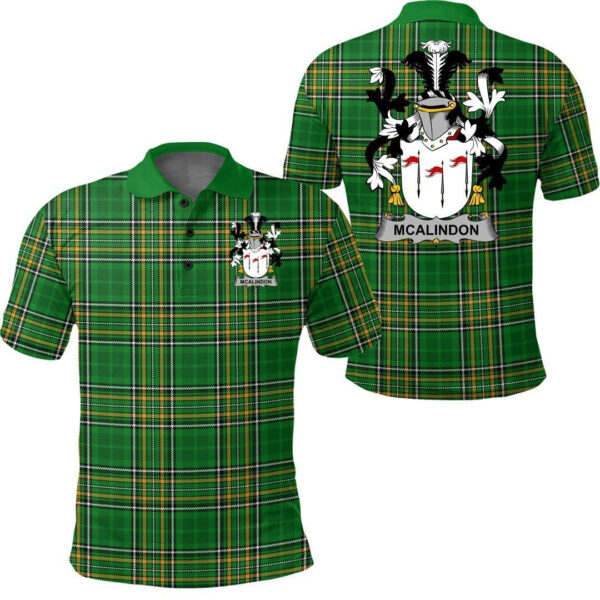 McAlindon or McAlindem Family Crest Ireland Polo Shirt - Irish National Tartan