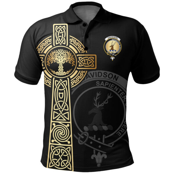 Davidson Clan Polo Shirt, Scottish Tartan Davidson Clans Polo Shirt Tree Of Life Style