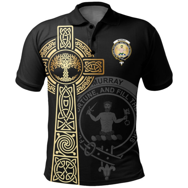 Murray (of Athole) Clan Polo Shirt, Scottish Tartan Murray (of Athole) Clans Polo Shirt Tree Of Life Style