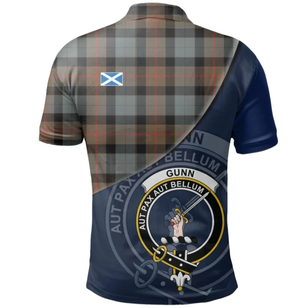 Gunn Weathered Clan Polo Shirt, Scottish Tartan Gunn Weathered Clans Polo Shirt - Image 2