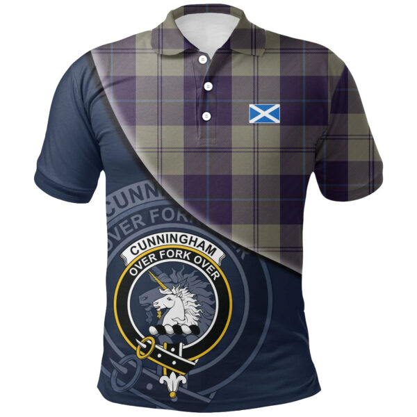 Cunningham Dress Blue Dancers Clan Polo Shirt, Scottish Tartan Cunningham Dress Blue Dancers Clans Polo Shirt