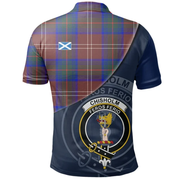 Chisholm Hunting Modern Clan Polo Shirt, Scottish Tartan Chisholm Hunting Modern Clans Polo Shirt - Image 2