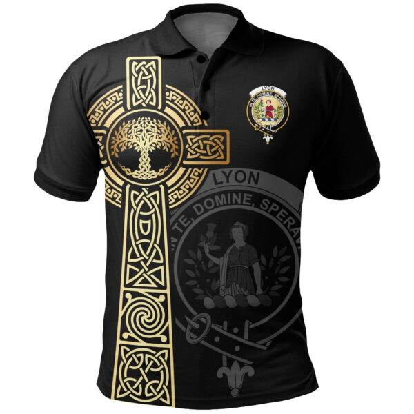 Lyon Clan Polo Shirt, Scottish Tartan Lyon Clans Polo Shirt Tree Of Life Style