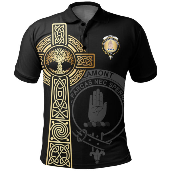 Lamont Clan Polo Shirt, Scottish Tartan Lamont Clans Polo Shirt Tree Of Life Style