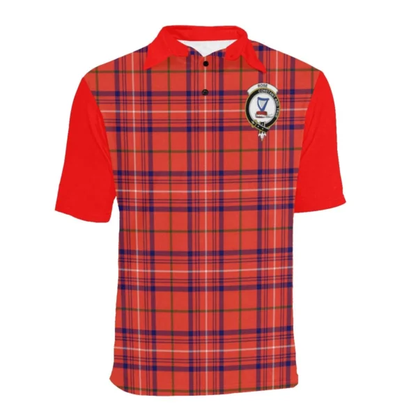 Tartan Polo, Rose Plaid Mens Polo Shirt - Image 3