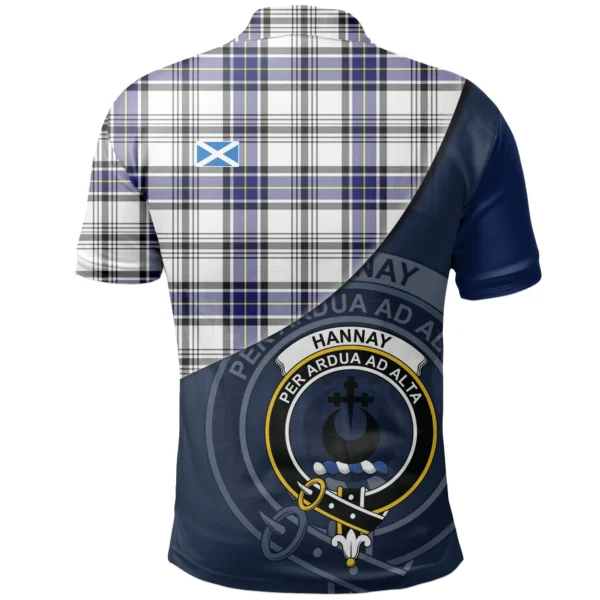 Hannay Modern Clan Polo Shirt, Scottish Tartan Hannay Modern Clans Polo Shirt - Image 2