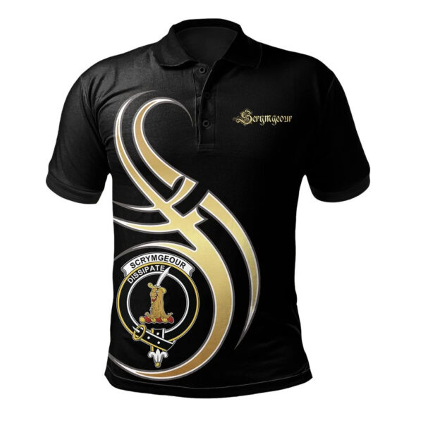 Scrymgeour Clan Polo Shirt, Scottish Tartan Scrymgeour Clans Polo Shirt Black Style