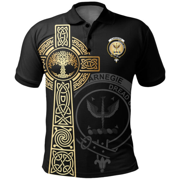 Carnegie Clan Polo Shirt, Scottish Tartan Carnegie Clans Polo Shirt Tree Of Life Style