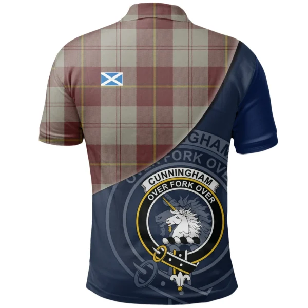 Cunningham Burgundy Dancers Clan Polo Shirt, Scottish Tartan Cunningham Burgundy Dancers Clans Polo Shirt - Image 2