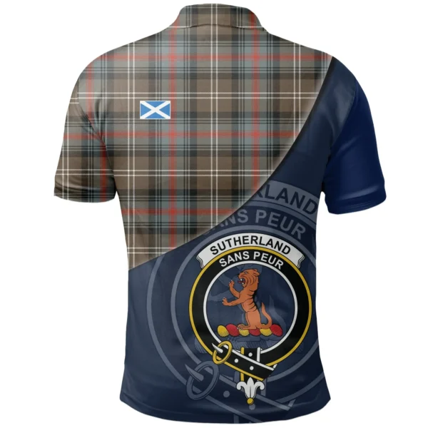 Sutherland Weathered Clan Polo Shirt, Scottish Tartan Sutherland Weathered Clans Polo Shirt - Image 2