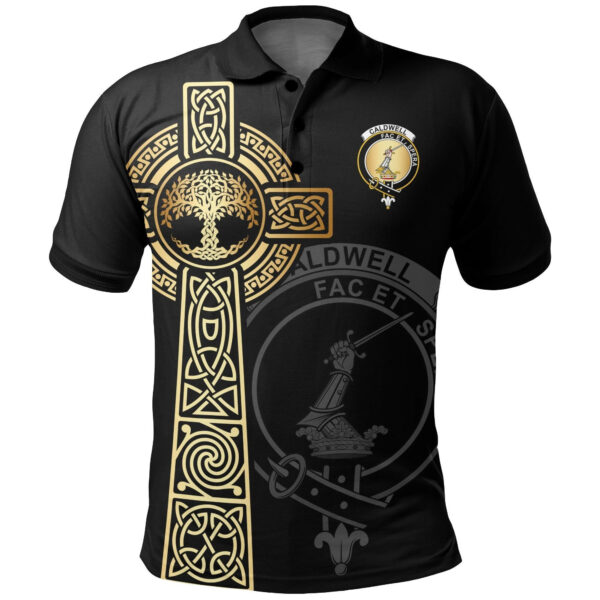 Caldwell Clan Polo Shirt, Scottish Tartan Caldwell Clans Polo Shirt Tree Of Life Style