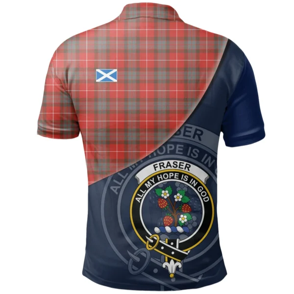 Fraser Weathered Clan Polo Shirt, Scottish Tartan Fraser Weathered Clans Polo Shirt - Image 2