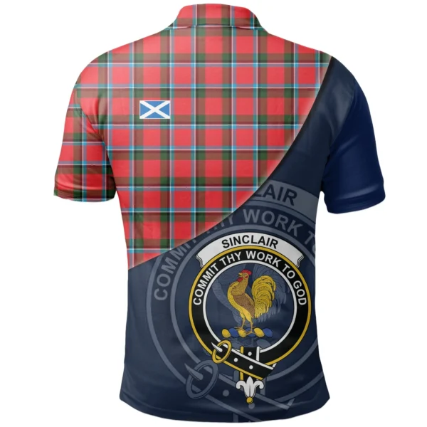 Sinclair Modern Clan Polo Shirt, Scottish Tartan Sinclair Modern Clans Polo Shirt - Image 2