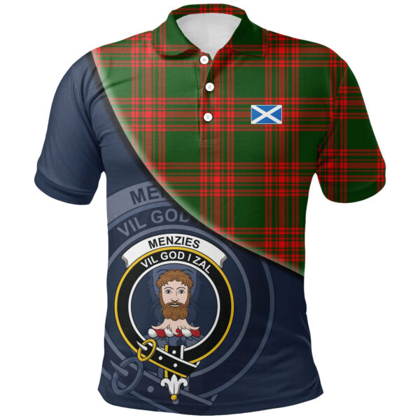 Menzies Green Modern Clan Polo Shirt, Scottish Tartan Menzies Green Modern Clans Polo Shirt