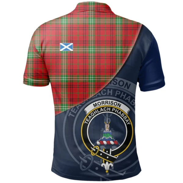 Morrison Red Modern Clan Polo Shirt, Scottish Tartan Morrison Red Modern Clans Polo Shirt - Image 2