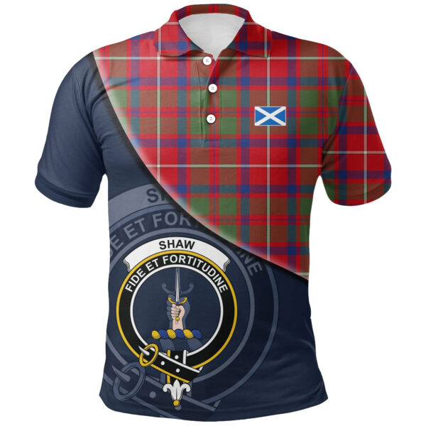 Shaw Red Modern Clan Polo Shirt, Scottish Tartan Shaw Red Modern Clans Polo Shirt