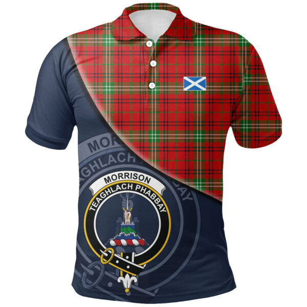 Morrison Red Modern Clan Polo Shirt, Scottish Tartan Morrison Red Modern Clans Polo Shirt