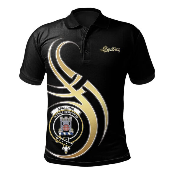 Spalding Clan Polo Shirt, Scottish Tartan Spalding Clans Polo Shirt Black Style