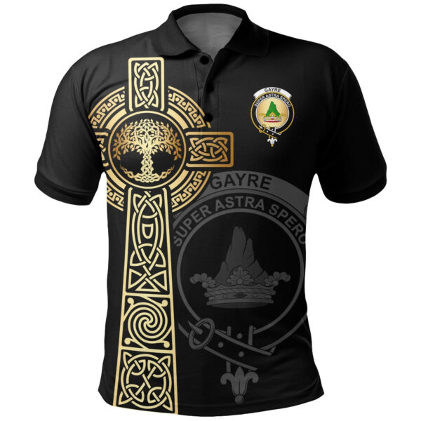 Gayre Clan Polo Shirt, Scottish Tartan Gayre Clans Polo Shirt Tree Of Life Style