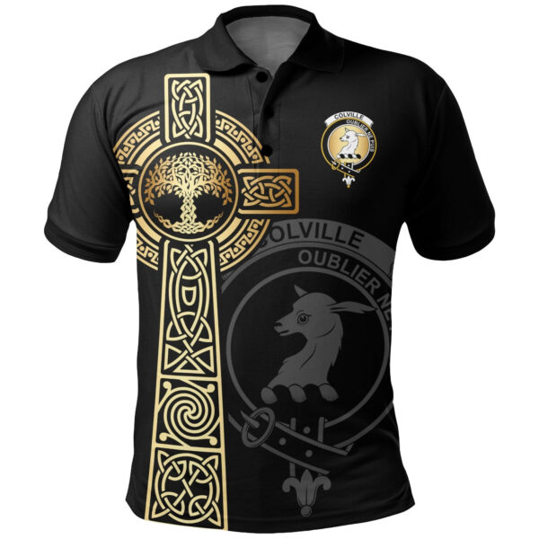 Colville Clan Polo Shirt, Scottish Tartan Colville Clans Polo Shirt Tree Of Life Style