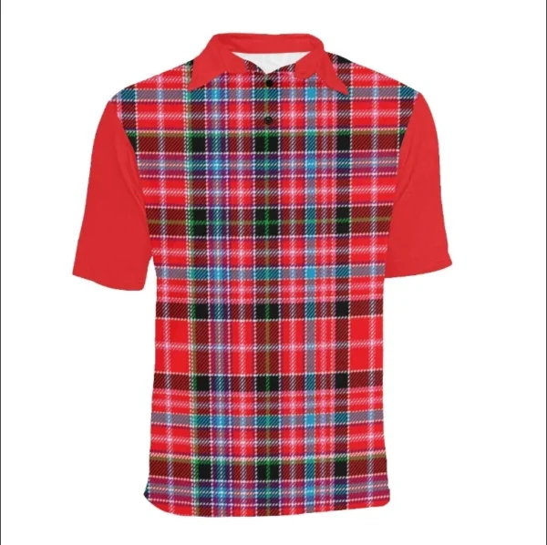 Tartan Polo, Undy Plaid Mens Polo Shirt - Image 3