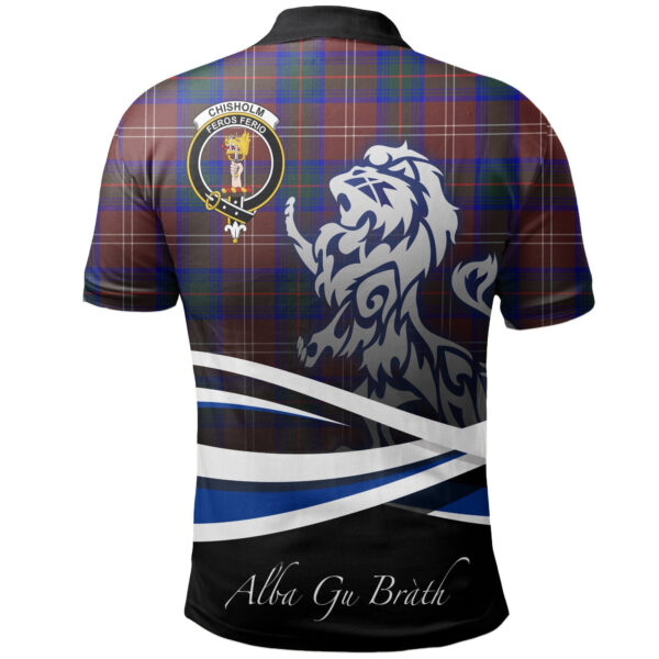 Chisholm Hunting Modern Clan Polo Shirt, Scottish Tartan Chisholm Hunting Modern Clans Polo Shirt Crest Lion Style - Image 2