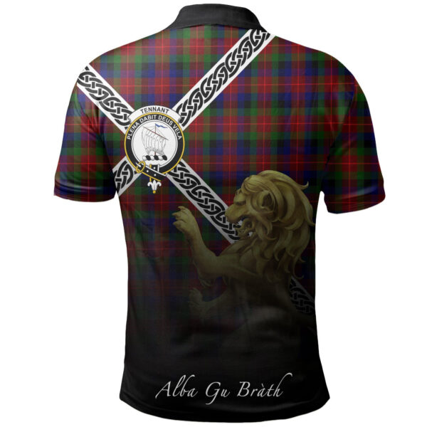 Tennant Clan Polo Shirt, Scottish Tartan Tennant Clans Polo Shirt Celtic Lion Style - Image 2