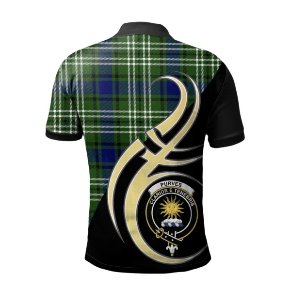 Purves Clan Polo Shirt, Scottish Tartan Purves Clans Polo Shirt Believe In Me Style - Image 2