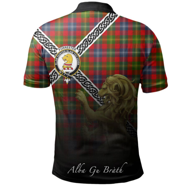 Forrester Clan Polo Shirt, Scottish Tartan Forrester Clans Polo Shirt Celtic Lion Style - Image 2