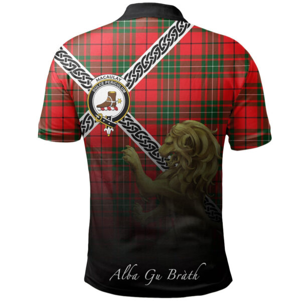 MacAulay Modern Clan Polo Shirt, Scottish Tartan MacAulay Modern Clans Polo Shirt Celtic Lion Style - Image 2